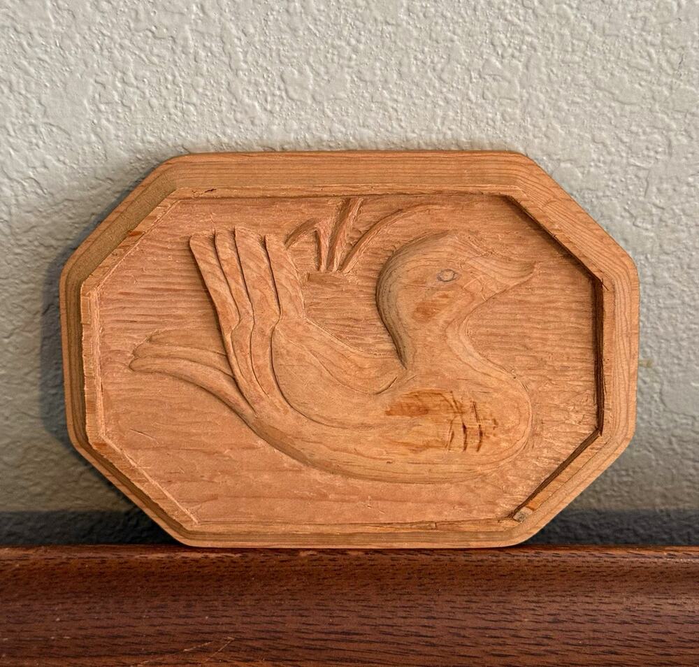 Hand craved Duck Cookie Mold Octagon Shape 8 in